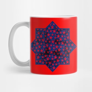 Red stars on blue grunge Mug